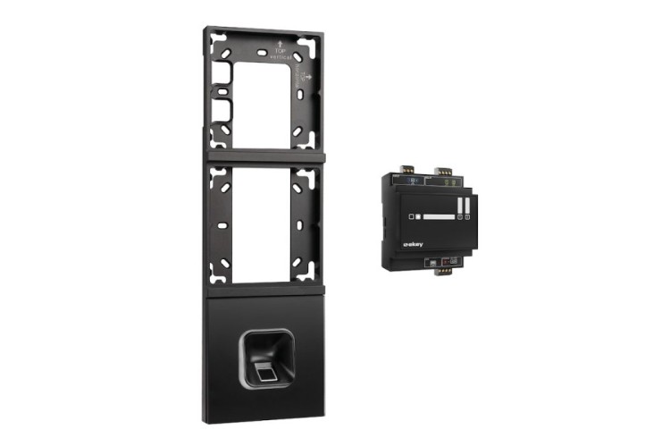ekey xLine Fingerprintset Unterputzmontage, Loxone Montagerahmen 3-fach Anthrazit