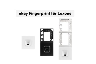 ekey xLine Fingerprintset Unterputzmontage, Loxone Montagerahmen 1-fach Silber