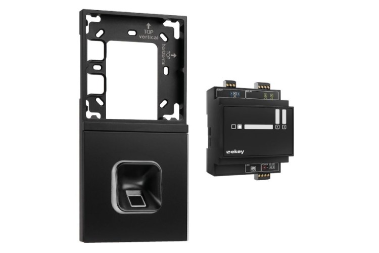 ekey xLine Fingerprintset Unterputzmontage, Loxone Montagerahmen 2-fach Anthrazit